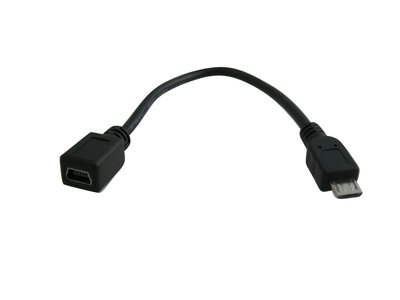 SAFEHOME Micro USB 公 轉 Mini USB 母轉接線材，20CM長線材 CU4001