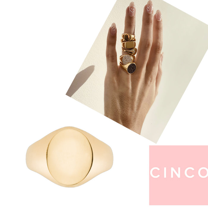CINCO 葡萄牙精品 GIOVANNA RING 925純銀鑲24K金戒指 圓形素面戒指
