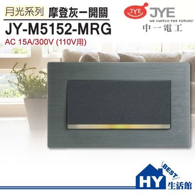 中一電工 月光系列 摩登灰款 螢光單開關 JY-M5152-MRG 鋁合金屬拉絲面板 -《HY生活館》水電材料專賣店