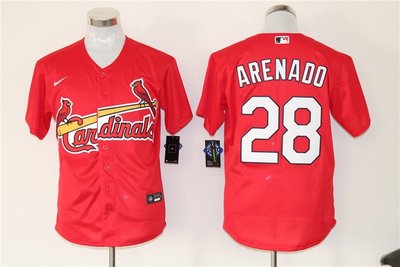MLB新款紅雀隊棒球服Cardinals球衣28#ARENADO紅白色刺繡訓球衣