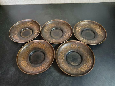 【二手】日本銅茶托 銅器 擺件 舊貨 【古物流香】-125