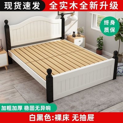 特賣- 實木床1.2現代簡約單人床租房床松木兒童床歐式臥室床藍色1米 中大號尺寸議價