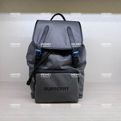 30年老店 現貨 BURBERRY The Rucksack - 大款 功能性 尼龍拼皮革 軍旅背包 灰色 後背包