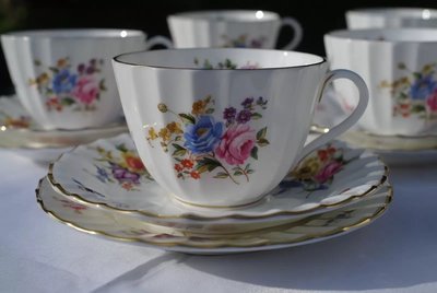 【達那莊園】英國製骨瓷器 Royal Worcester皇家伍斯特 Roanoke羅阿諾克 下午茶咖啡 茶杯盤三件組