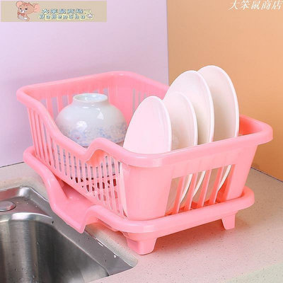 碗盤架廚房碗筷瀝水籃餐具收納架單層大容量濾水籃塑料置物架碟盤裝碗架-大笨鼠商店
