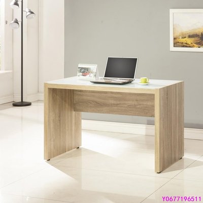 雅博德3D淺木色強化玻璃桌面，4尺電腦書桌/辦公桌/電腦桌/工作桌--DIY組合產品-標準五金