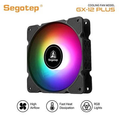 希希之家Segotep GX12 PLUS電腦散熱風扇120mm 機殼風扇 9葉靜音型七彩RGB炫光支持