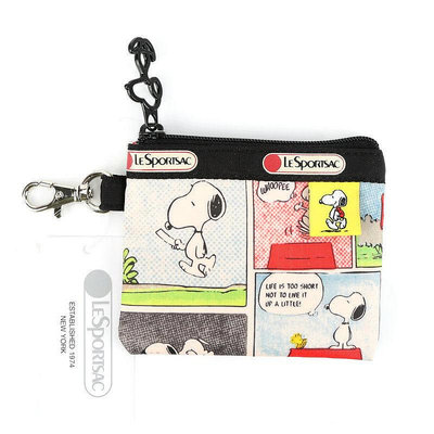 新款熱銷 LeSportsac x Snoopy 史努比漫畫格 掛勾 零錢包 收納包 鑰匙包 證件夾 工作證 降落傘防水 限量