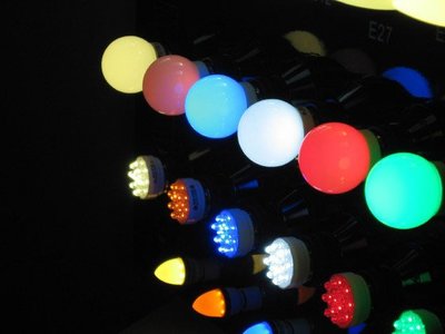 LED節能環保電球1W E27 橘黃光、紅光、綠光、藍光、白光(LED燈泡)LED小夜燈