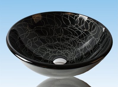 FUO衛浴:42公分 彩繪工藝 藝術強化玻璃碗公盆 (WY15090)預訂!
