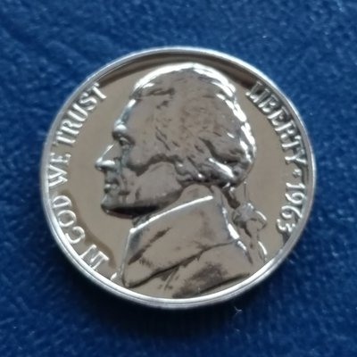 美國   傑佛遜   proof   5分  1963    鎳幣     精鑄鏡面   280-334