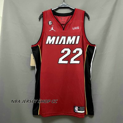 NBA 2022-23 男士全新原裝 Nba 邁阿密熱火 #22 Jimmy Butler 宣言版紅色搖擺人球衣