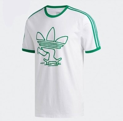 【AYW】ADIDAS ORIGINALS MEKA TRE TEE 白綠 T恤 短袖 大LOGO 三線 短T 上衣