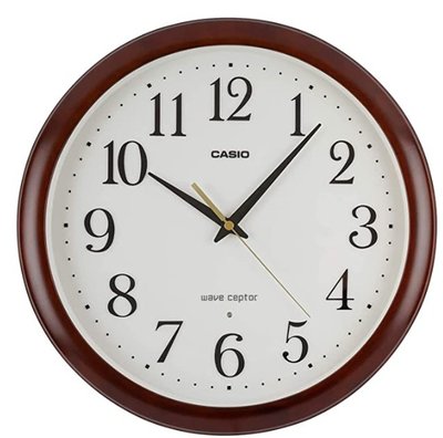 14536A 日本進口 好品質 正品 CASIO卡西歐 簡約圓形木框壁掛鐘 牆上時鐘電波數字鐘鐘錶送禮禮品