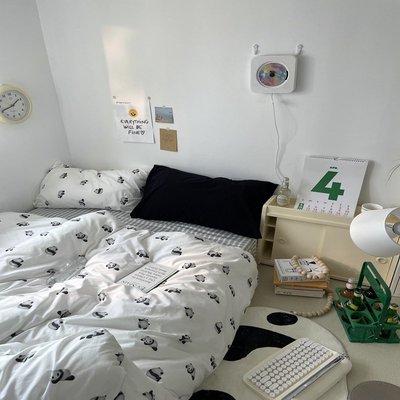 COZY HOME 熊貓床包 床單被單枕頭套 黑白色系 100%純棉床包四件組 雙人床包 雙人加大床包 單人床單三件組