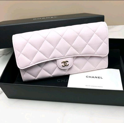 (可線上無息分期刷卡) Chanel AP0241 cf荔枝粉 淡金31開 長夾