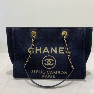 Chanel 購物包 沙灘包 帆布 藍色《精品女王全新&二手》