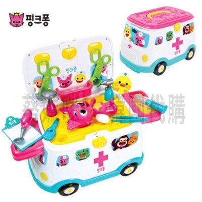 🇰🇷韓國境內版 聲光 碰碰狐 pinkfong 救護車 變形 醫院 醫生 看病 家家酒 玩具遊戲組