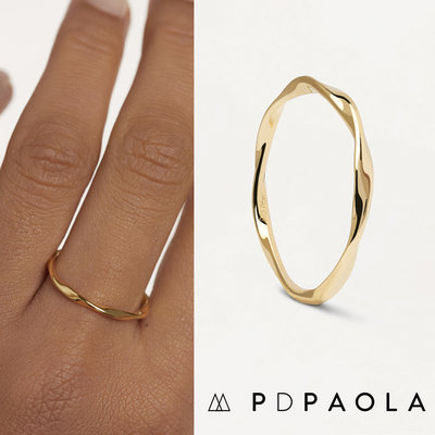 PD PAOLA 西班牙時尚潮牌 S型波浪戒指 簡約金色戒指 SPIRAL
