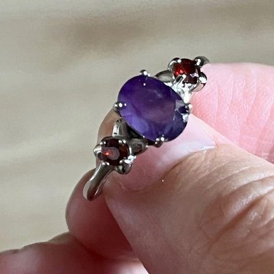 璞沁翡翠～天然水晶紫水晶切割蛋面活圍戒指