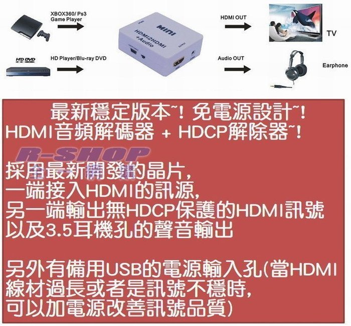 專業版台灣大廠晶片ps4 Hdcp 破解器解除器解碼器hdmi Mod Ps3 藍光apple Tv Yahoo奇摩拍賣