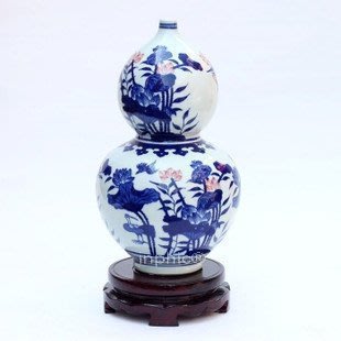 INPHIC-ZF-B005 景德鎮青花瓷手繪荷花陶瓷葫蘆瓶 工藝品裝飾 擺飾
