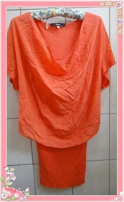 PESARO黃蕙玲設計師品牌 橘色假2件式長板上衣