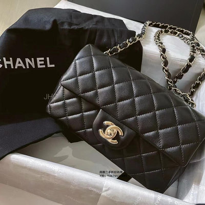尚雅二手 Chanel 香奈兒 mini coco 20cm 黑色 銀釦 銀鏈 牛皮 荔枝皮 鏈條包 A69900 真品99新