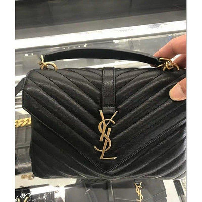 直購#YSL Saint Laurent College 黑色 復古金鍊 羊皮學院包 428056 全新