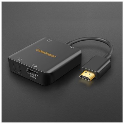 HDMI轉光纖5.1聲道輸出+3.5MM音頻口解碼器電腦連接音響~新北五金線材專賣店