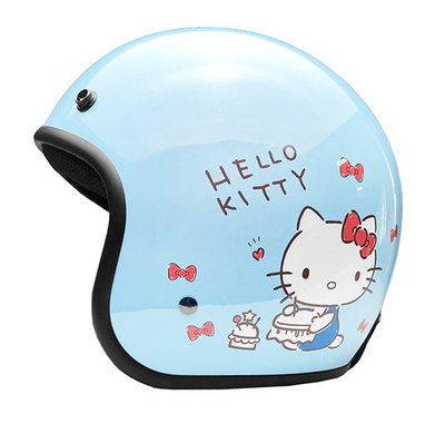 『元成安全帽』EVO復古帽-智同安全帽-(Hello Kitty)凱蒂貓 日常-淺藍/ 贈短鏡片＊超商取貨付款