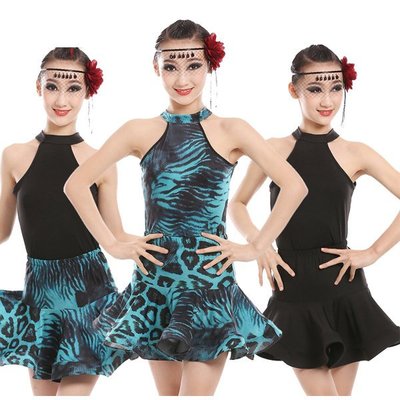 549436265137 兒童拉丁舞服裝夏女童跳舞裙子少兒練功服女孩舞蹈演出服比賽短袖