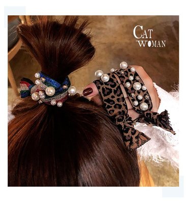 CAT WOMAN LVXP52796576-5彩虹條紋滿珍珠鉚釘髮繩-多色下標區