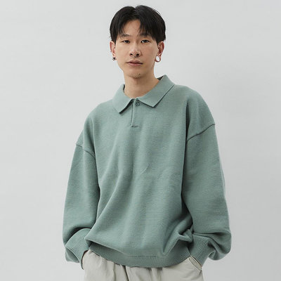 FOG Essentials Knit L/S Polo 男款 女款 藍綠色 長袖 上衣 192BT222181F