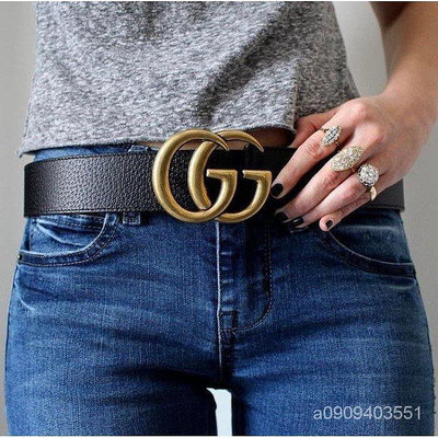 直購#Gucci Logo leather belt GG 黑色牛皮 腰帶 皮帶 男女款