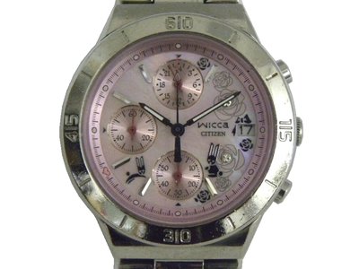 [專業模型] 三眼錶 [CITIZEN 981068] WICCA 圓形三眼計時女錶[粉紅色兔子面+日期]中性/時尚錶