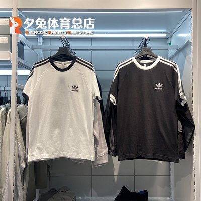 【Japan潮牌館】Adidas三葉草 男女 新款黑白經典三條杠運動短袖T恤IA4845 IA4846