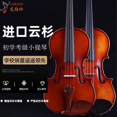 【熱賣下殺】艾伯倫小提琴兒童專業級成人實木初學者歐料花紋實木小提琴樂器
