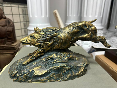 老日本 日本國寶級 雕塑大師 北村西望 生肖 豬 銅雕作品 1983年 作品 有落款