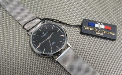 Valentino Coupeau 范倫鐵諾時尚簡約黑面石英不鏽鋼米蘭帶腕錶 型號 :61576ASG【神梭鐘錶】