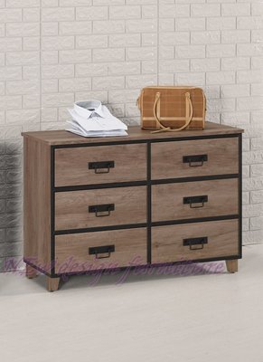 【N D Furniture】台南在地家具-NEW LOFT美式復古工業風耐磨木心板木紋109cm六斗櫃MC