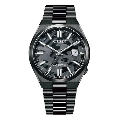 【台南 時代鐘錶 CITIZEN】星辰 NJ0155-87E 日期顯示 藍寶石鏡面 鋼錶帶 機械男錶 迷彩/黑 40mm