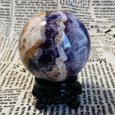 C1295天然紫水晶球擺夢幻紫色水晶居家飾品，原石打磨，隨手 水晶 原石 把件【玲瓏軒】