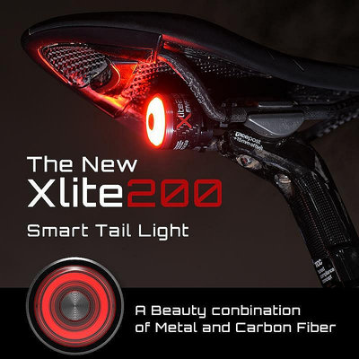 Enfitnix 碳纖維輕量智能尾燈 Xlite200 剎車感應能力公路山地車自行車 Ipx6 LCD 警告騎行燈自行車