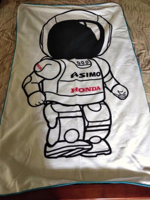 ~櫻花雨~收藏品 日本帶回 HONDA ASIMO 機器人 白色薄毛毯  超稀有 HONDA MOTOR白色無瑕疵如新 尺寸156*110