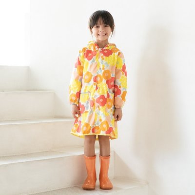 現貨!日本WPC 克拉拉花朵M 空氣感兒童雨衣/防水外套 附收納袋(95-120cm)
