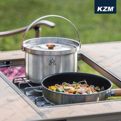 【大山野營】韓國製 KAZMI K8T3K002 三層304高級不鏽鋼鍋具組L 3-4人鍋組 不鏽鋼套鍋組 不鏽鋼鍋