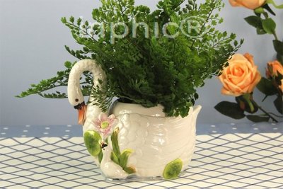 INPHIC-母愛光輝天鵝陶瓷花器免澆水花盆創意家居新房擺飾飾品