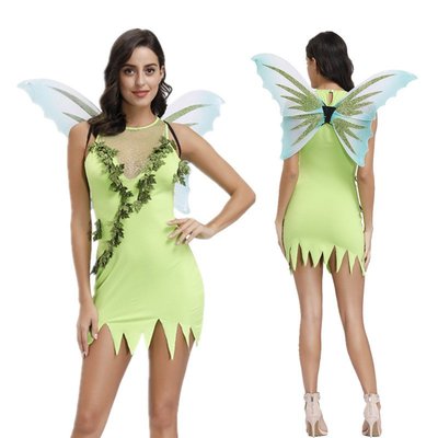 萬圣節成人綠色森林蝴蝶仙子精靈天使翅膀裝 cosplay角色扮演制服