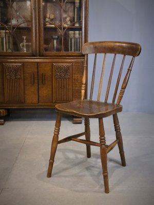【卡卡頌  歐洲古董】19世紀 法國百年 老橡木 漂亮木紋 溫莎椅  餐椅 書桌椅 骨董椅 歐洲老件 ch0543 ✬